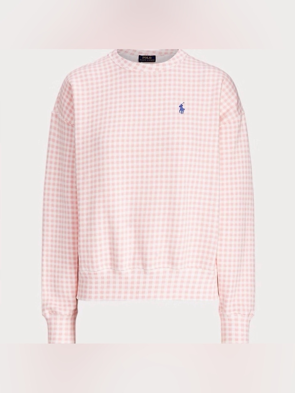 2XL Polo Ralph Lauren Gingham Fleece Sweatshirt Pink White